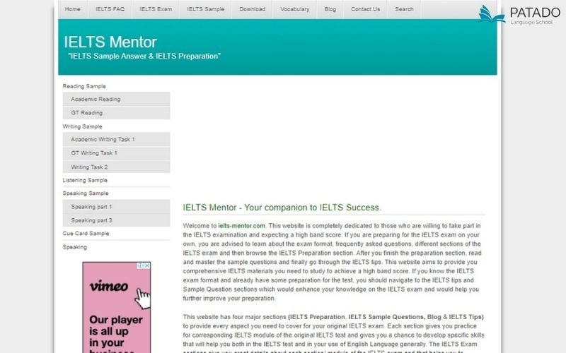 Website luyện thi IELTS MENTOR